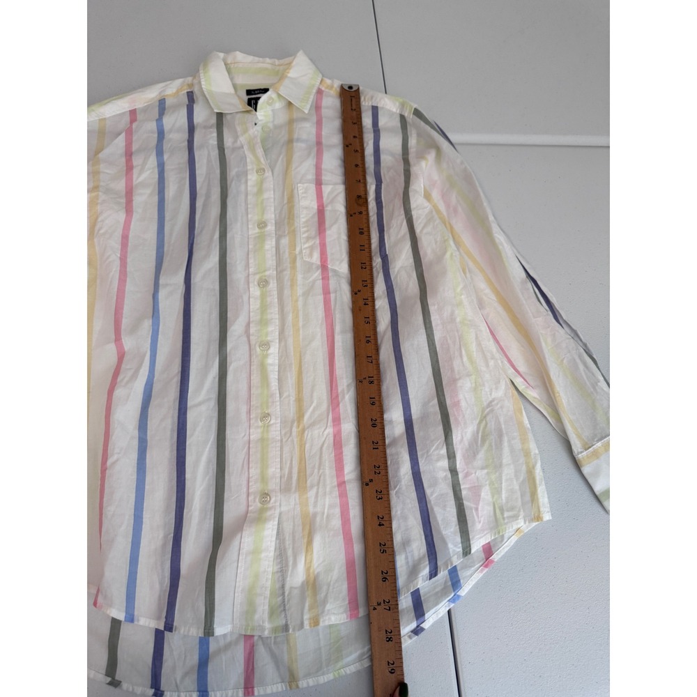 Gap The Big Shirt Pastel Rainbow Stripe Cotton Button Down Oversized Small pp - Picture 8 of 8